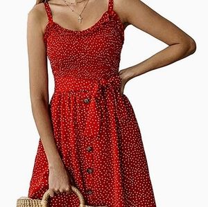 Red polka dot dress, summer fun